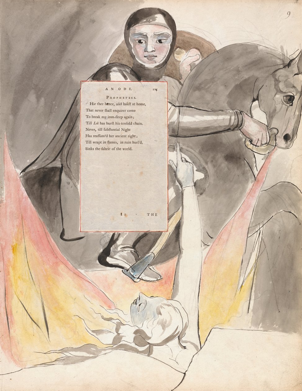 Zejście Odyna, projekt 85 z The Poems of Thomas Gray, 1797-98 (toaleta z piórem i atramentem na papierze) autorstwa William Blake