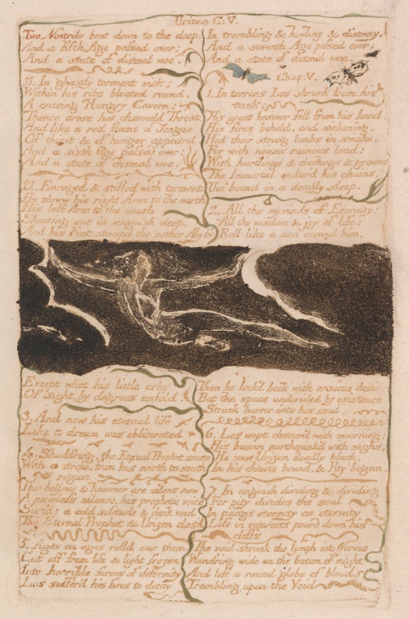 Pierwsza Księga Urizena, płyta 16, Dwa nozdrza zgięte w głąb... (Bentley 13) autorstwa William Blake