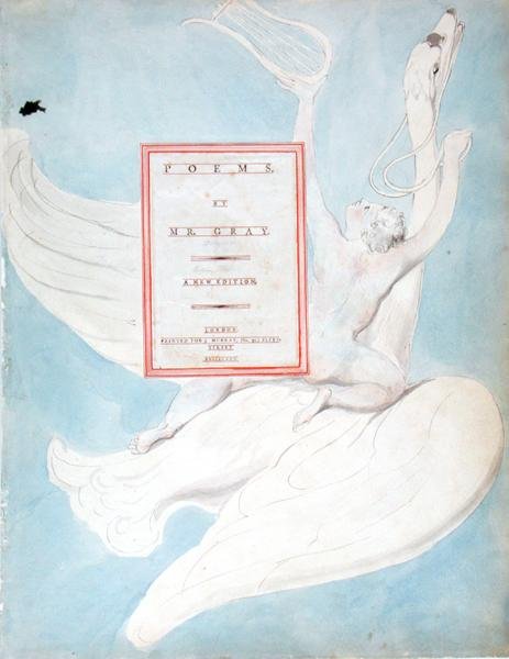 Pindaric Genius otrzymujący swoją lirę, strona tytułowa z The Poems of Thomas Gray, wydanej w latach 1797-98 (wc z piórem i czarnym tuszem na papierze) autorstwa William Blake