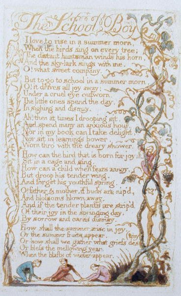 Uczeń, tablica 27 z Pieśni o niewinności, 1789 (akwaforta płaskorzeźba z wc) autorstwa William Blake