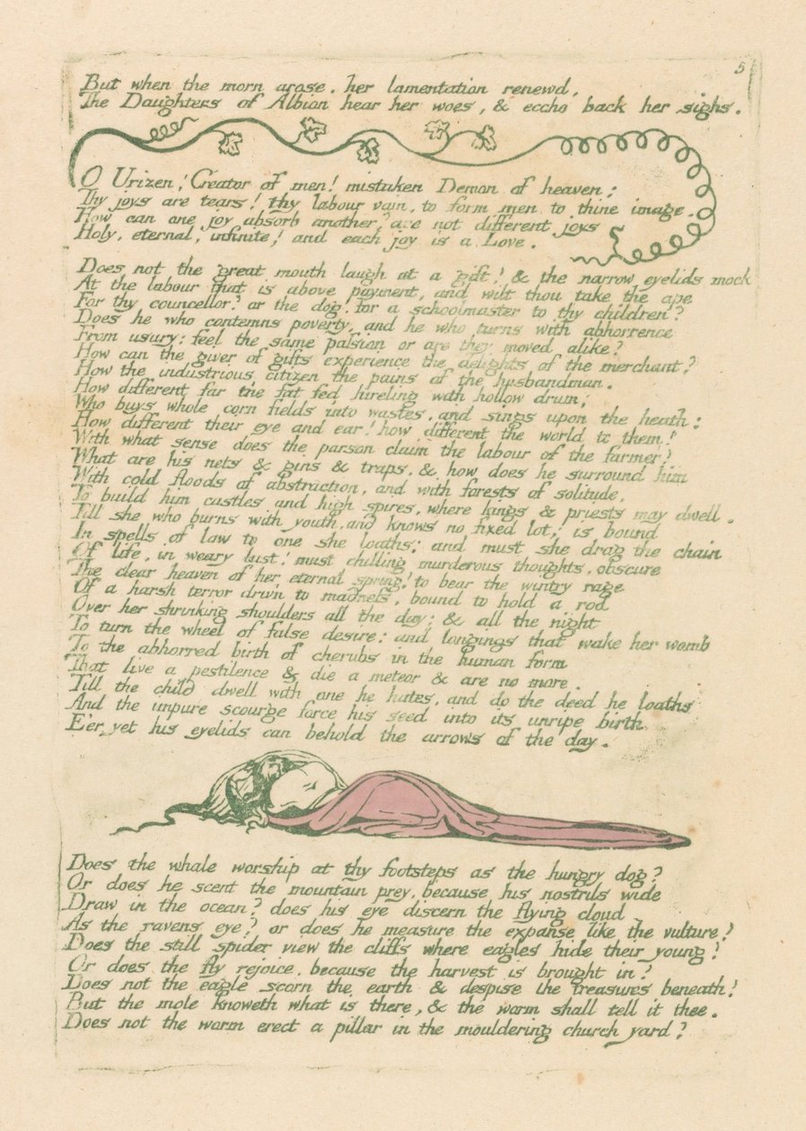 Wizje córek Albionu, ilustracja 8, Ale kiedy wstał poranek. . . . autorstwa William Blake