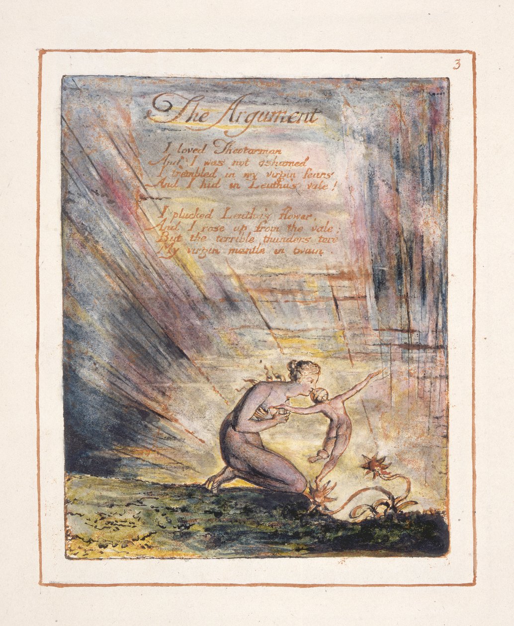 Wizje córek Albionu: „Spór”, płyta 3, projekt 1793, ukończony ok. 1815 (akwaforta wypukła z piórem i toaletą na papierze) autorstwa William Blake