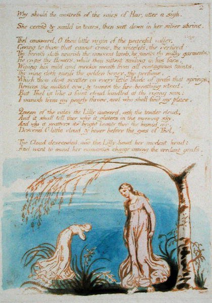 Why Should the Mistress..., płyta 4 z The Book of Thel, 1789 (akwaforta wypukła wydrukowana w kolorze brązowym z wc na papierze) autorstwa William Blake