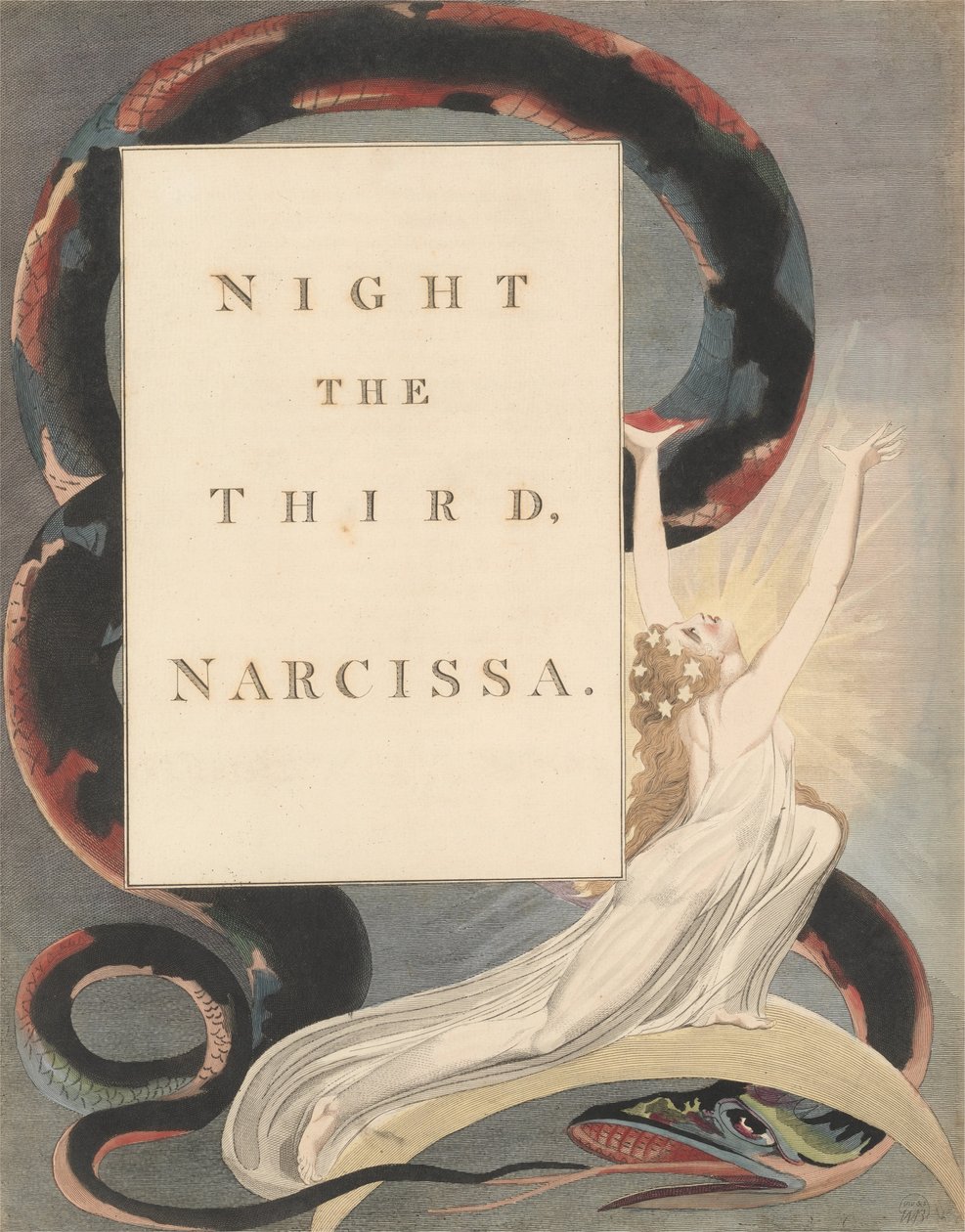 Młode Nocne Myśli, Strona 43, Noc Trzecia, Narcyza. autorstwa William Blake
