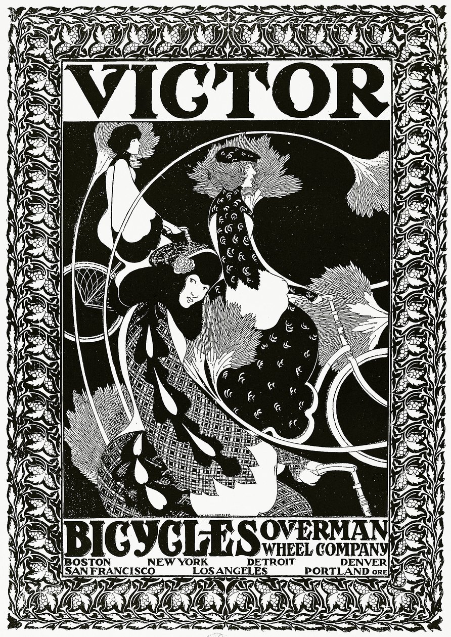 Plakat reklamujący Victor Bicycles, 1895 autorstwa William Bradley