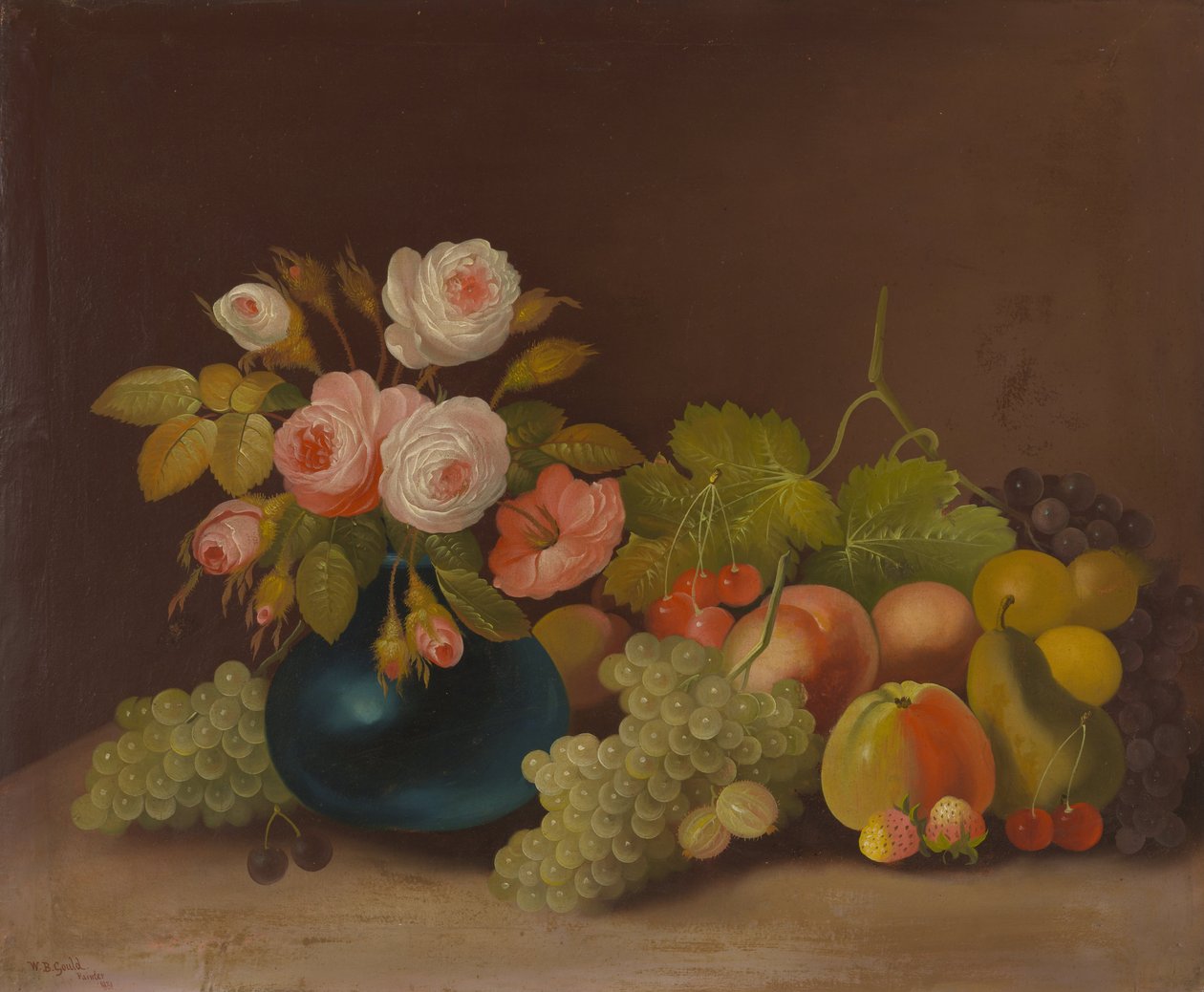 Róże kapuściane i owoce autorstwa William Buelow Gould