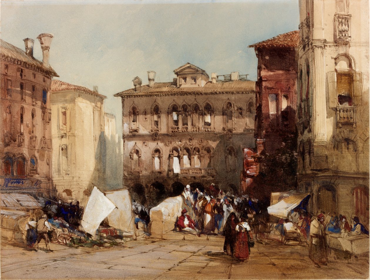Palazzo Falier, Wenecja, 1847 (bc i wc na papierze) autorstwa William Callow