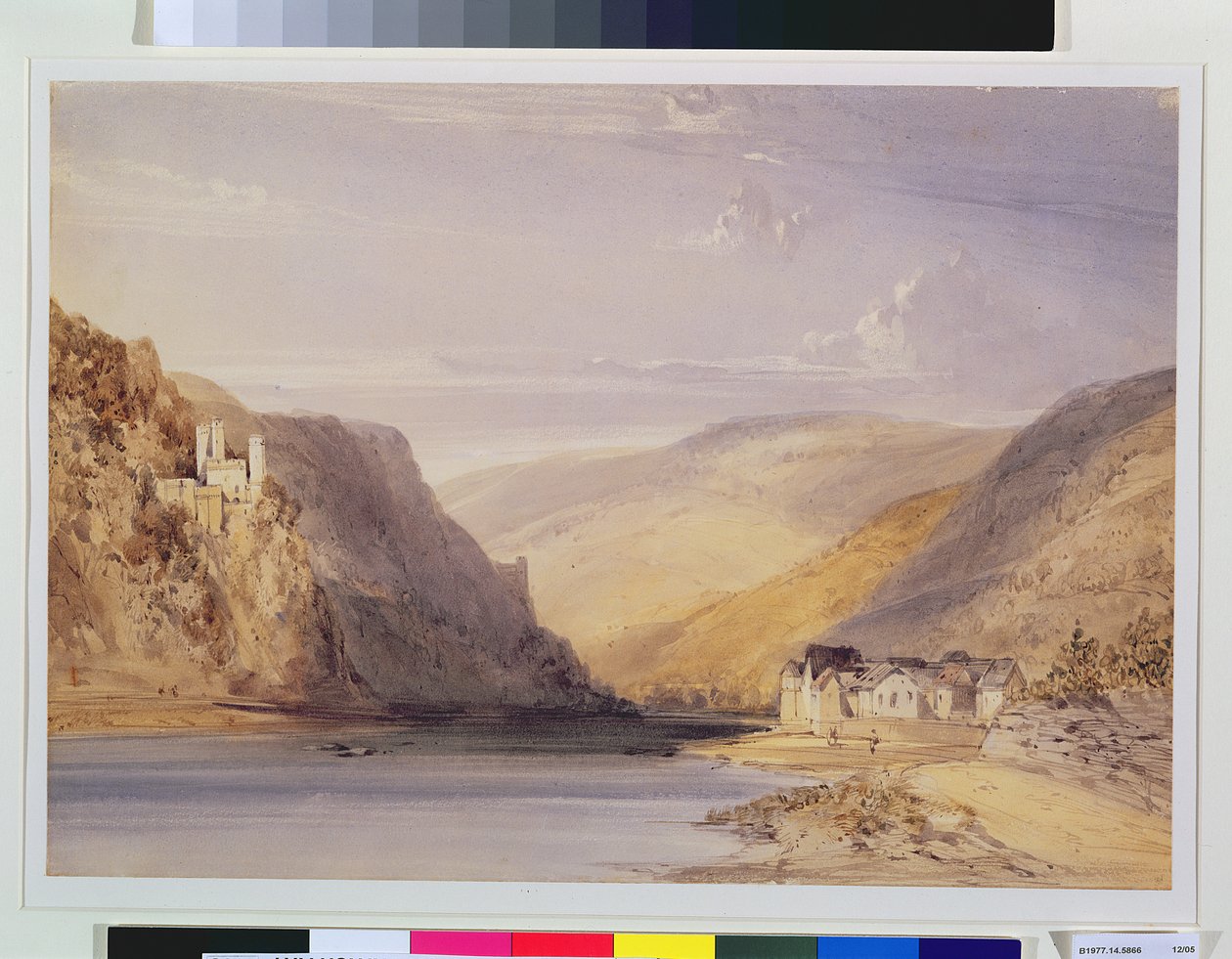 Ren w Assmannshausen (wc i wydrapywanie na papierze tkanym) autorstwa William Callow