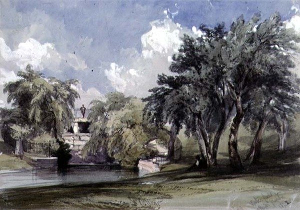 Wodospad w Hyde Parku (wc na papierze) autorstwa William Callow