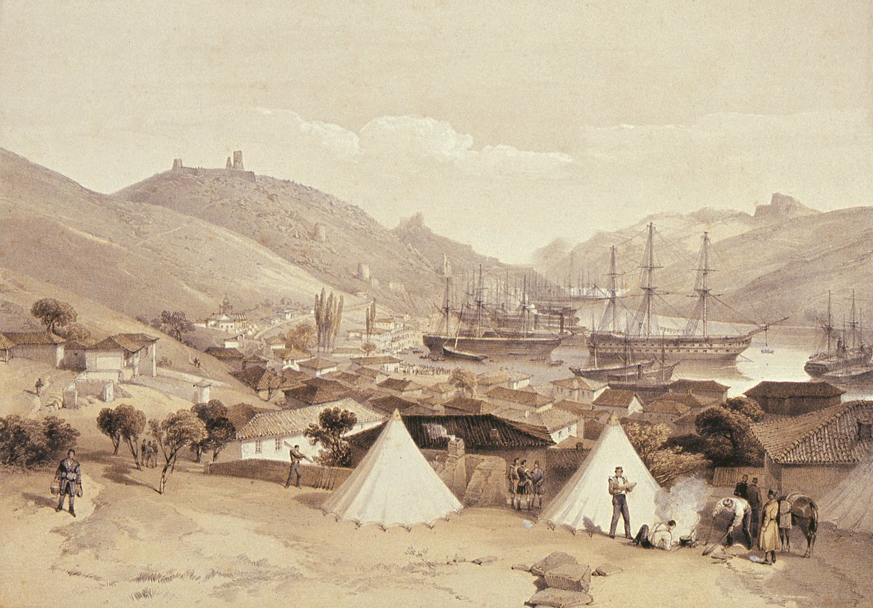 Bałakława patrząc w kierunku morza, 1855 r. autorstwa William Crimea Simpson