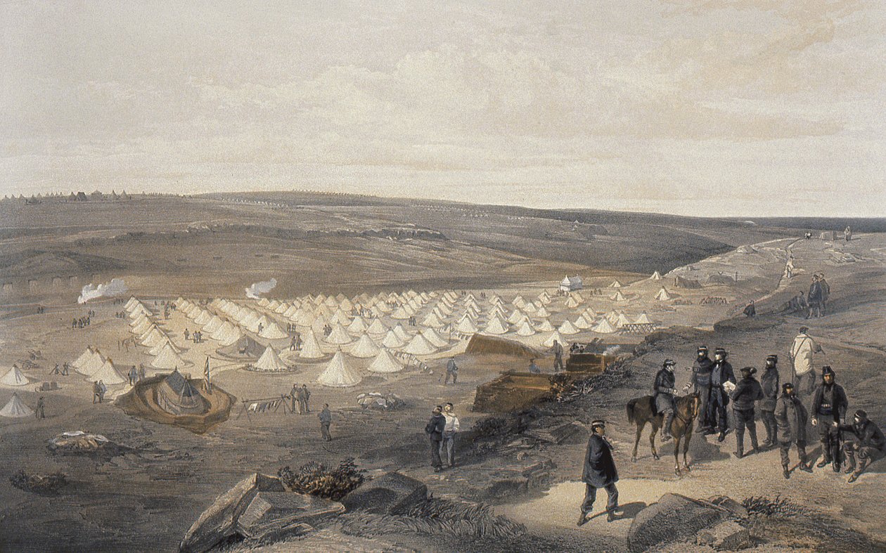 Obóz Brygady Marynarki Wojennej przed Sebastopolem, 1855 r. autorstwa William Crimea Simpson