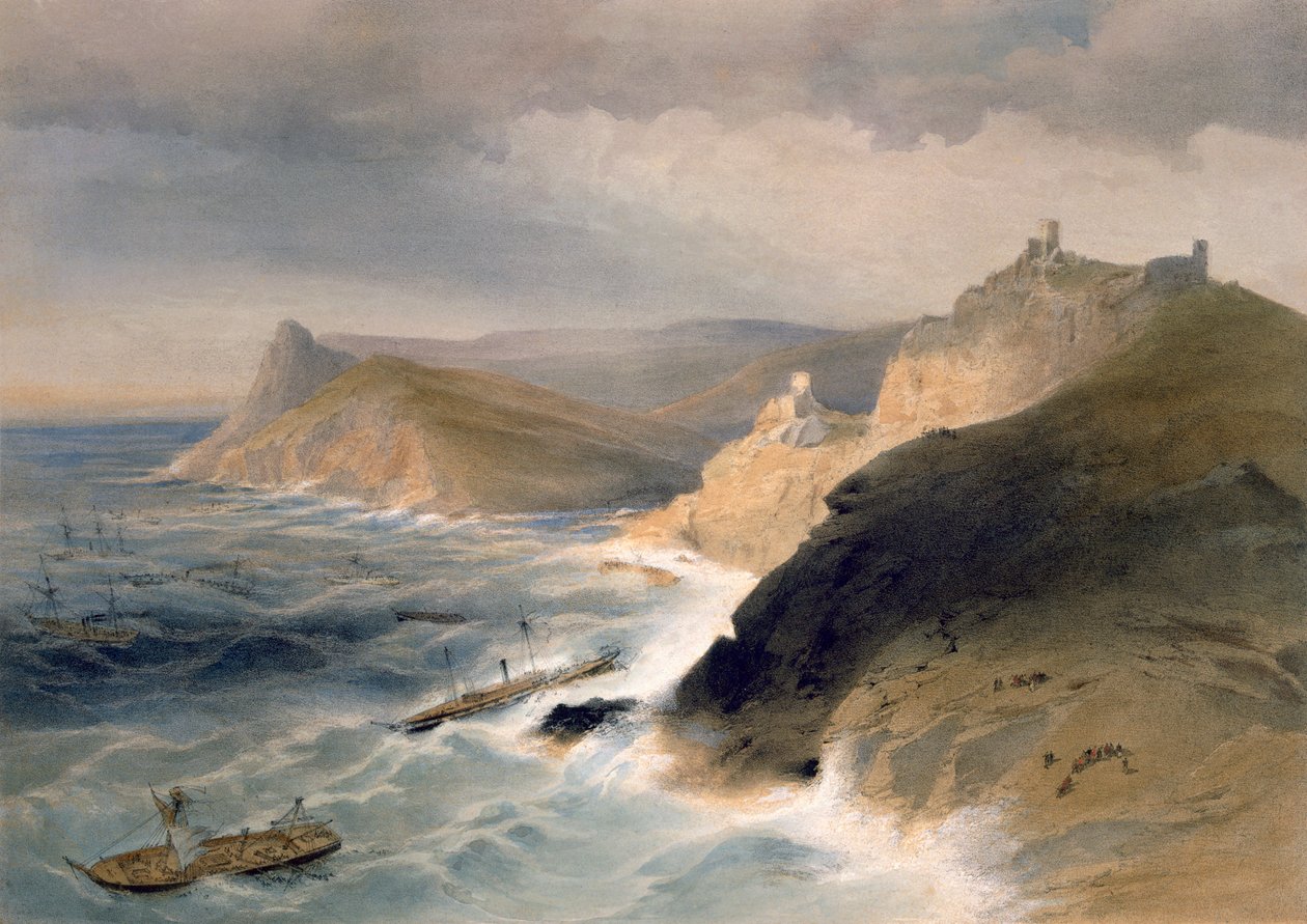 Wicher z portu Balaklava, 14 listopada 1854, tablica z „Siedziba wojny na wschodzie”, wyd. autor: Paul und Dominic Colnaghi und Co., 1856 autorstwa William Crimea Simpson