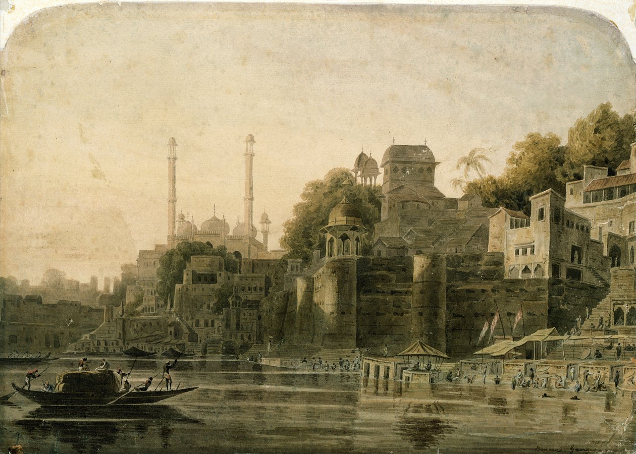 Scena kąpieli w Ghat nad Gangesem autorstwa William Daniell