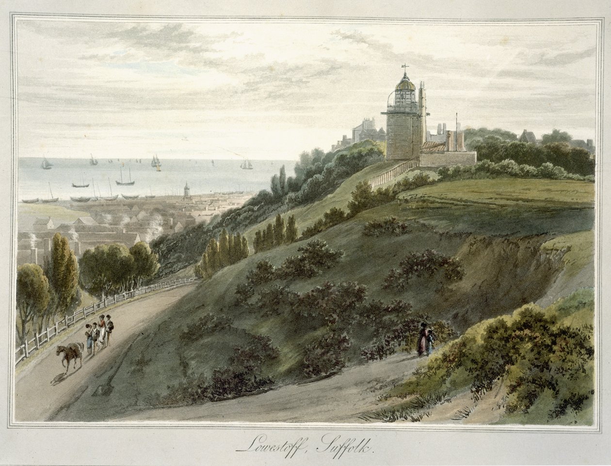 Lowestoft, Suffolk, z "A Voyage Around Great Britain Undertaken between the Years 1814 and 1825" (akwatinta) autorstwa William Daniell