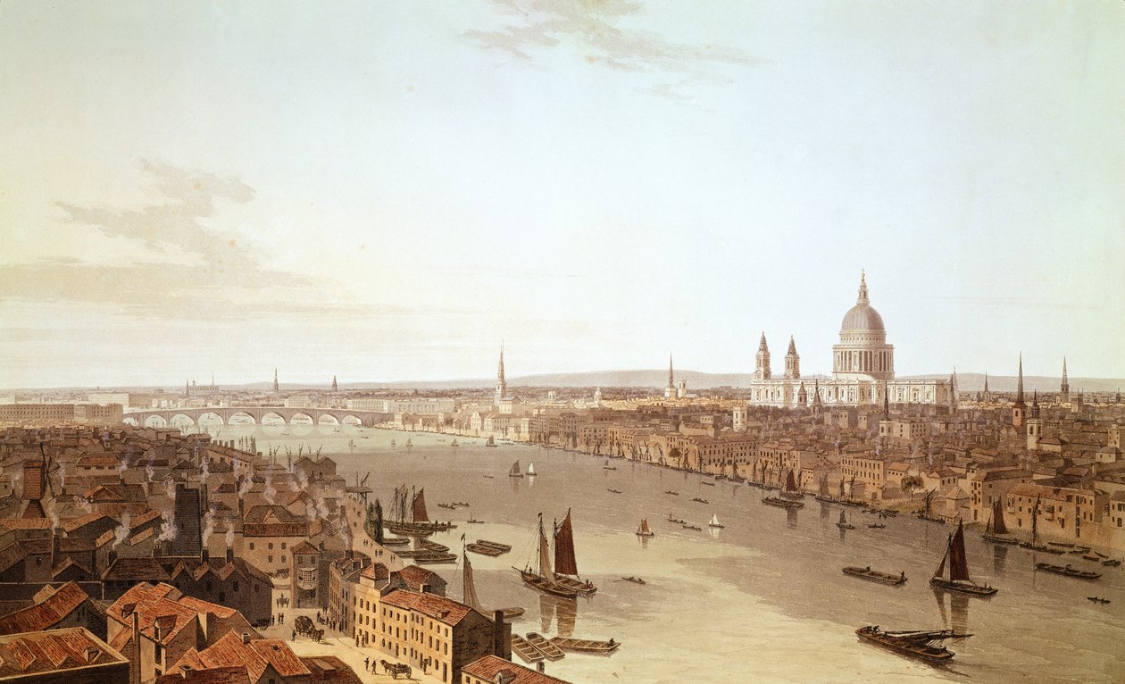 Katedra św. Pawła i miasto, początek XIX w. (akwatinta) autorstwa William Daniell
