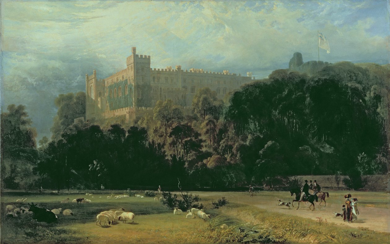 Widok zamku Arundel od strony płd-wsch, 1823 autorstwa William Daniell