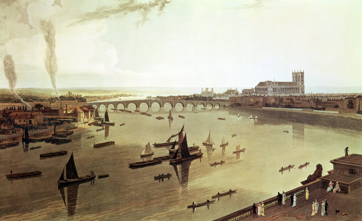 Westminster Bridge, z „Widoków ogólnych Londynu”, 1804 autorstwa William Daniell