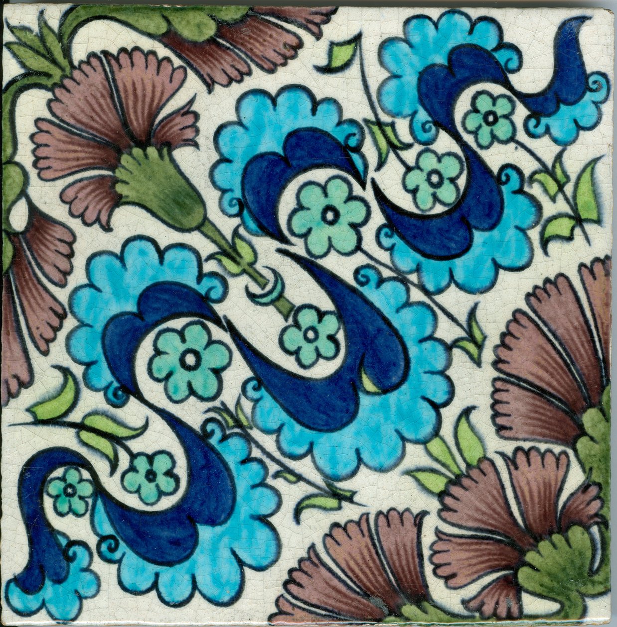 Płytka z wzorem goździka (ceramiczna) autorstwa William de Morgan