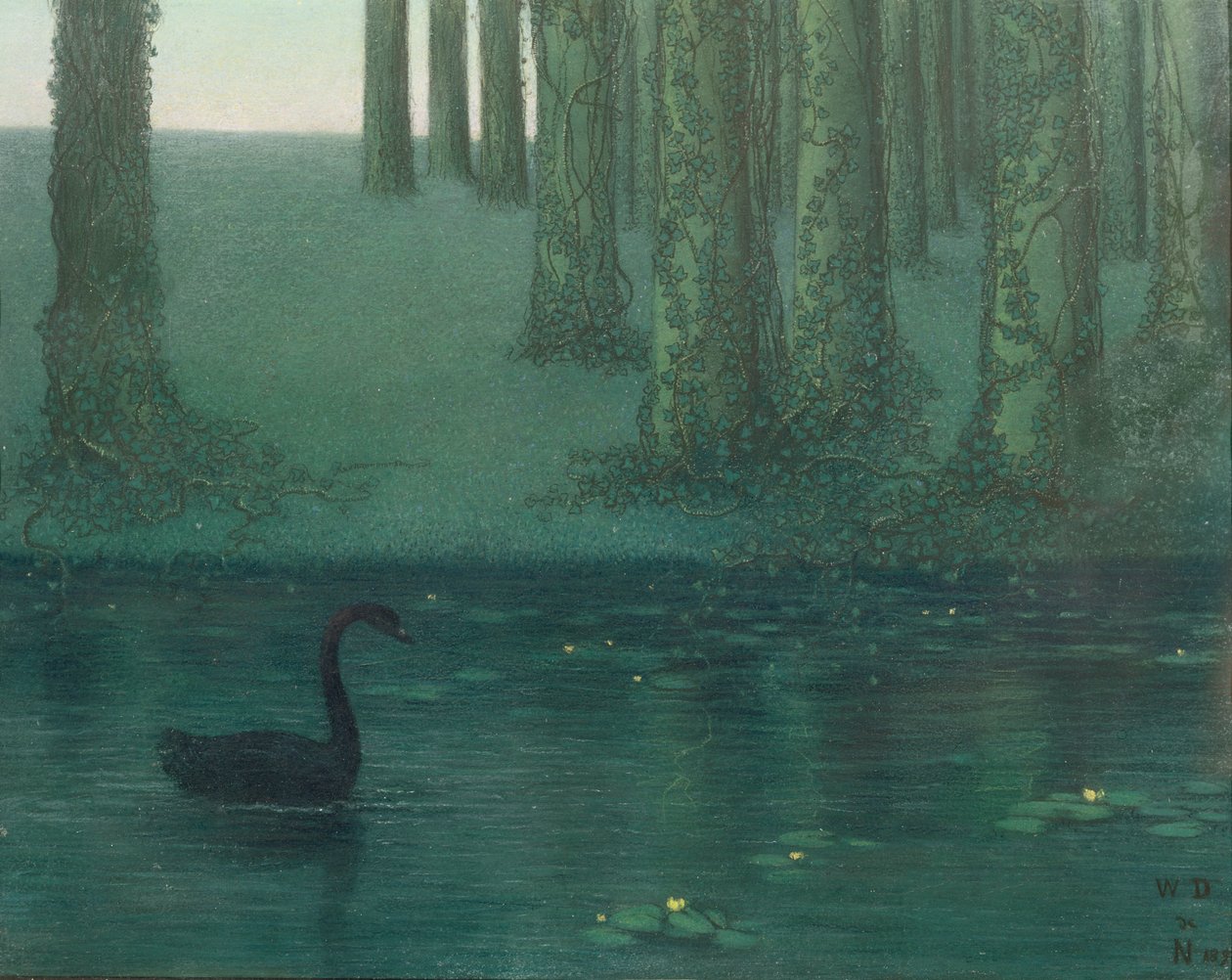 Czarny łabędź, 1896 (pastel na papierze) autorstwa William Degouve de Nuncques