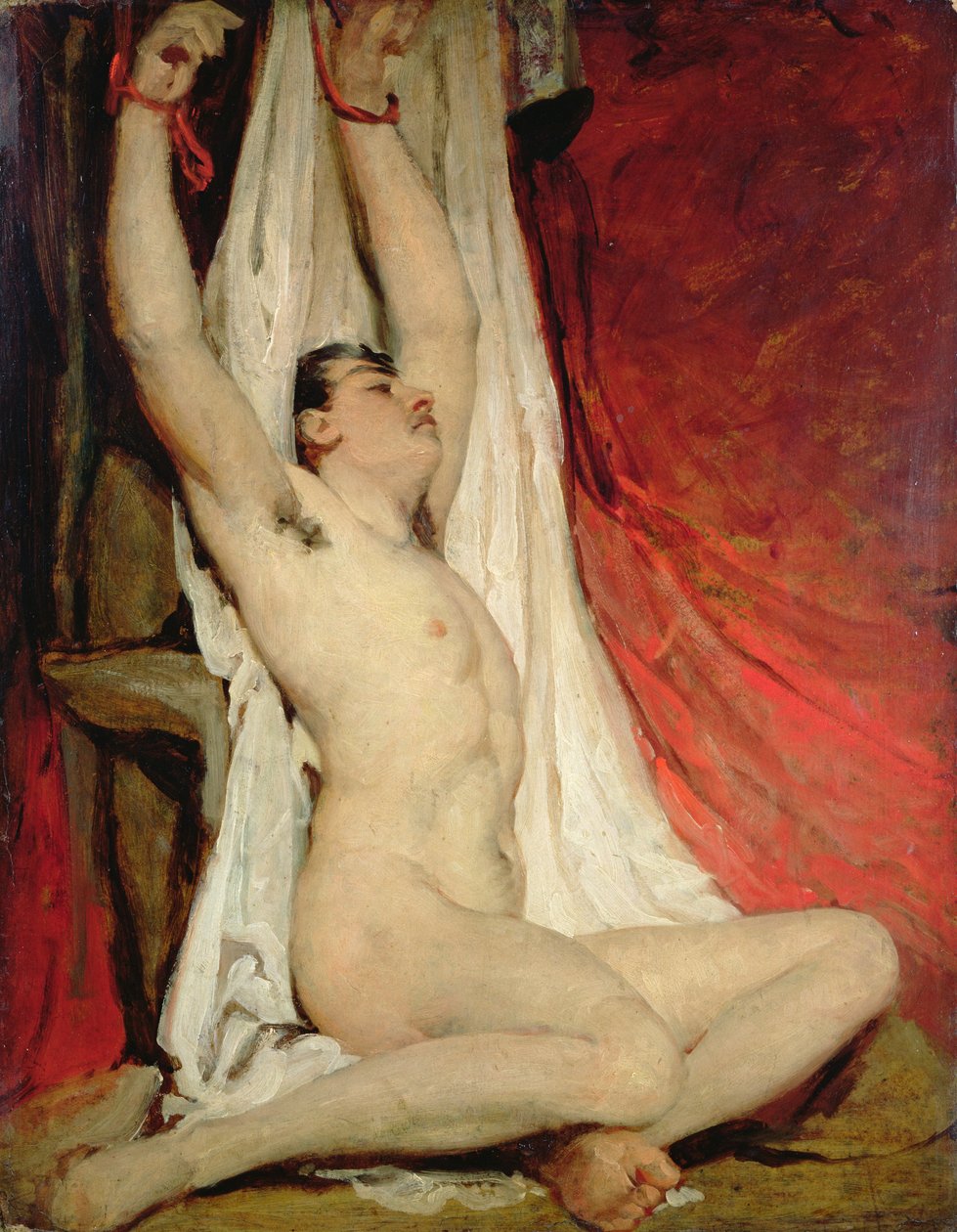 Akt męski, z wyciągniętymi do góry ramionami autorstwa William Etty