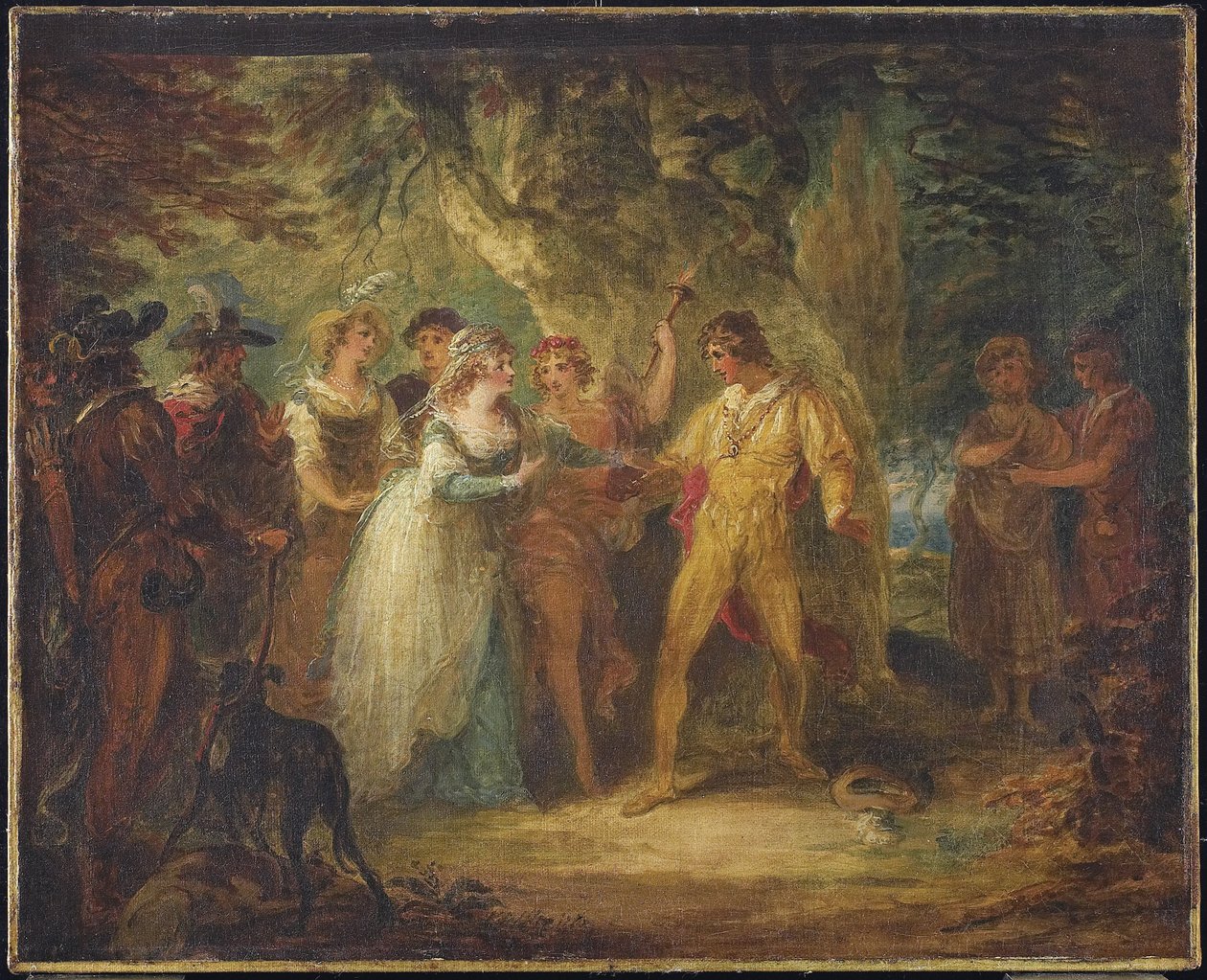 Rosalind i Orlando (Akt V, scena IV z Szekspira, jak wam się podoba), ok. 1790 autorstwa William Hamilton