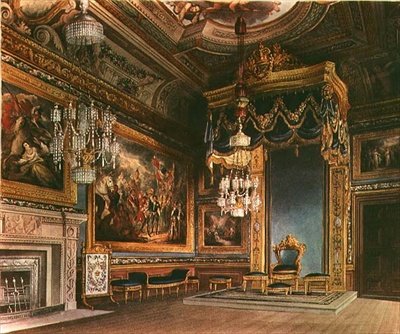Królewska sala audiencyjna, zamek Windsor z rezydencji królewskich w Pynes, 1818 r. autorstwa William Henry Pyne