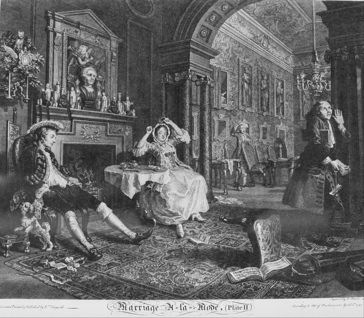 Małżeństwo à la Mode, płyta 2, (wcześnie rano) autorstwa William Hogarth