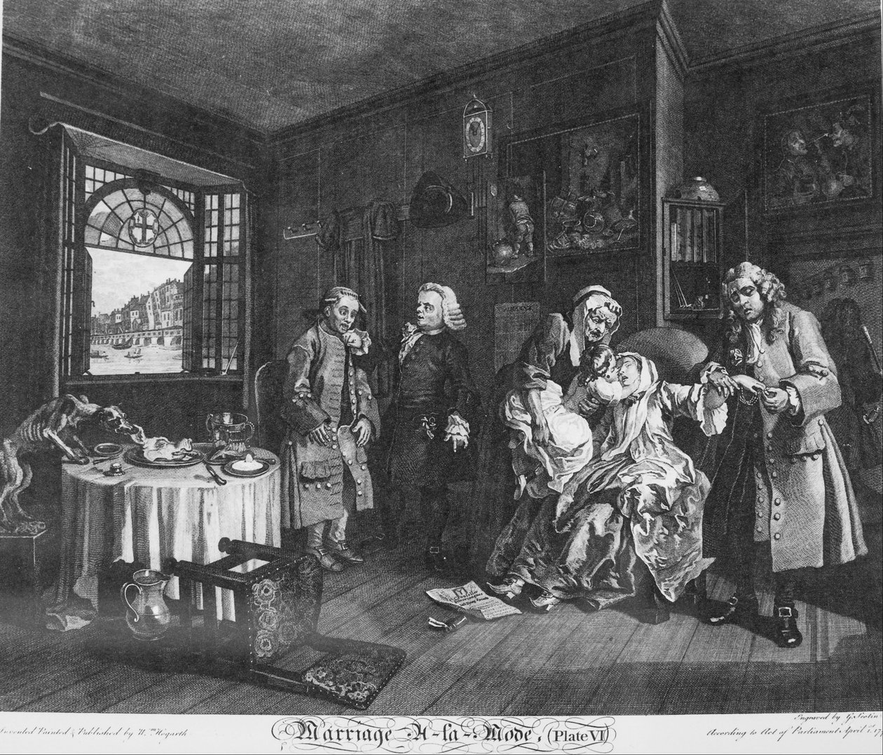 Małżeństwo à la Mode, płyta 6, (Śmierć hrabiny) autorstwa William Hogarth