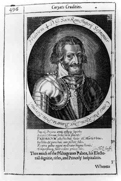 Portret Fryderyka IV (1415-1493), Świętego Cesarza Rzymskiego, ilustracja książkowa z Coryats Crudities autorstwa William Hole