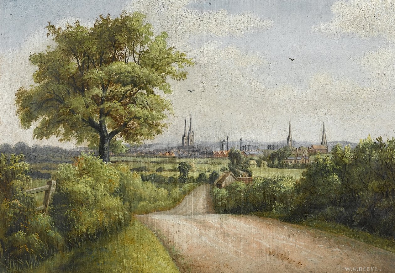 Coventry Spires z Barkers Butts Lane, początek XX wieku autorstwa William Howard Reeve
