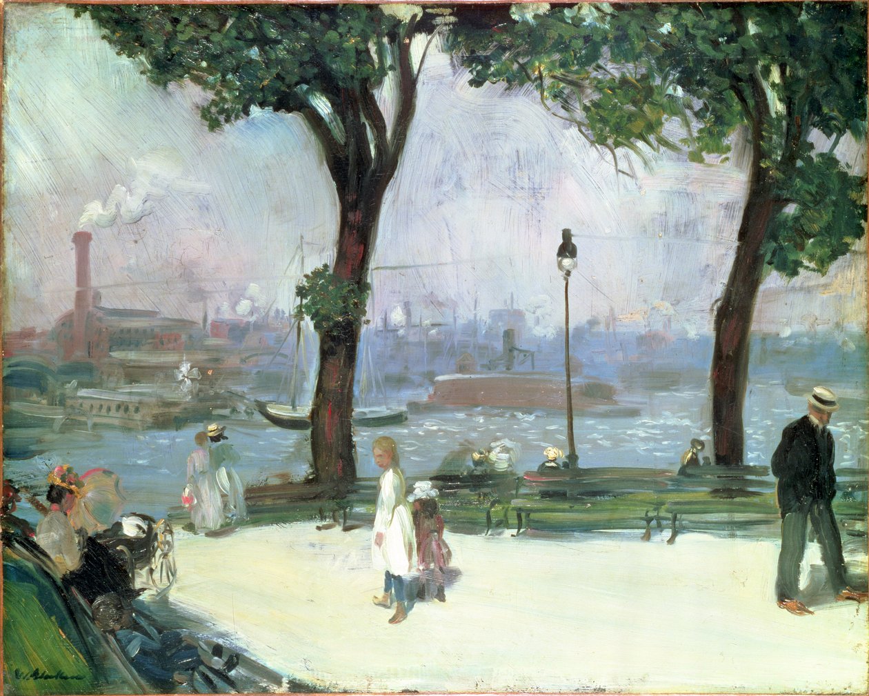 Park East River, ok.1902 r. autorstwa William James Glackens