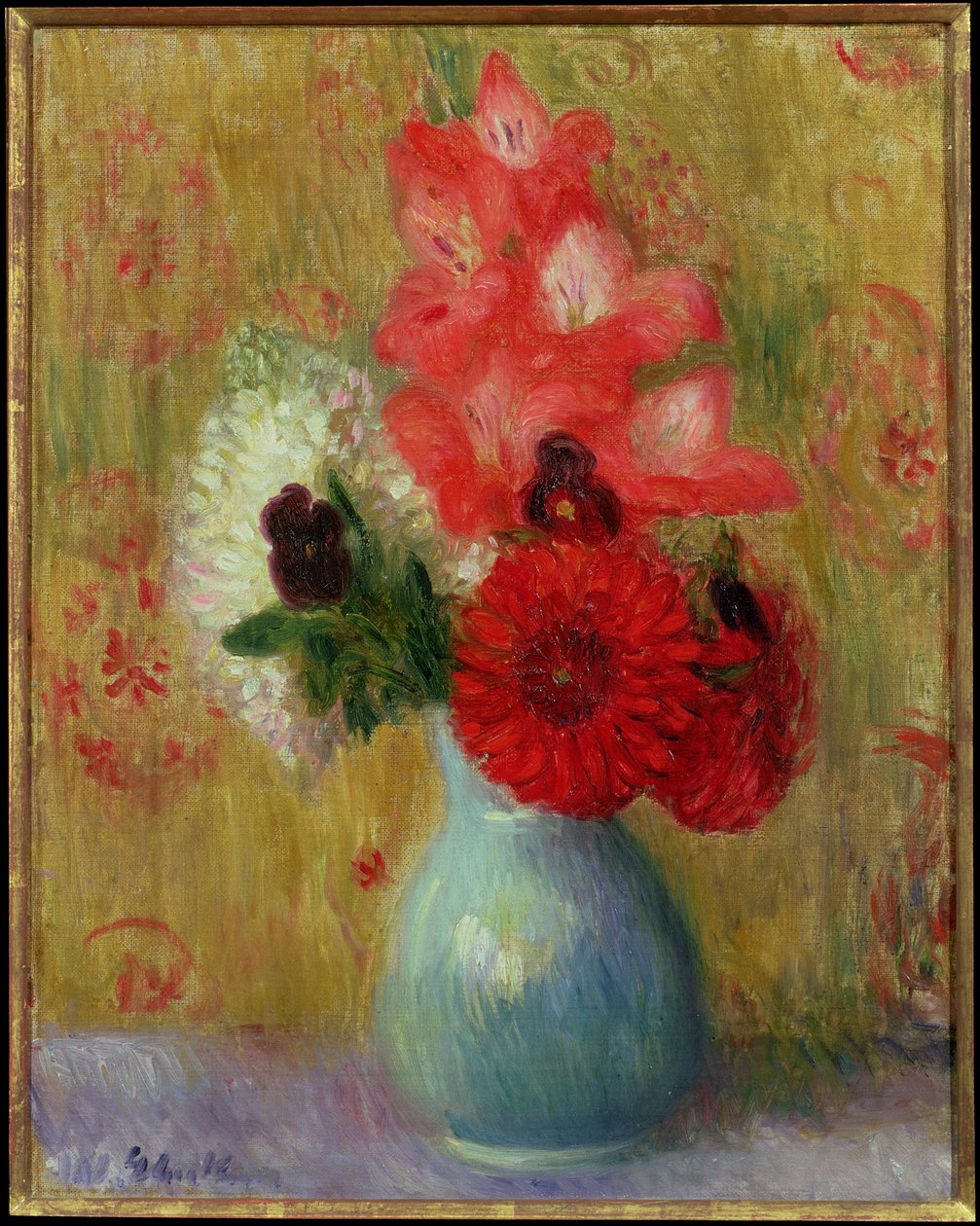 Kompozycja kwiatowa w zielonym wazonie autorstwa William James Glackens