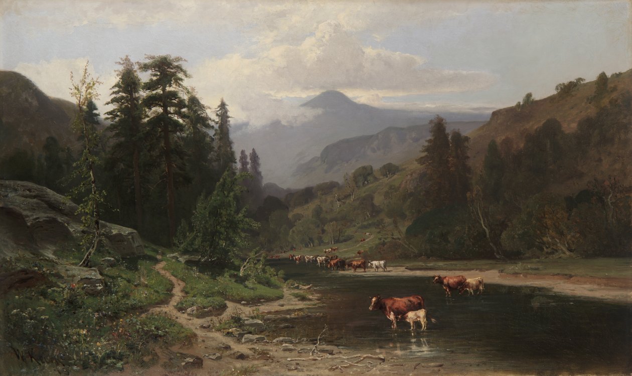 Krajobraz górski z bydłem, 1879 autorstwa William Keith