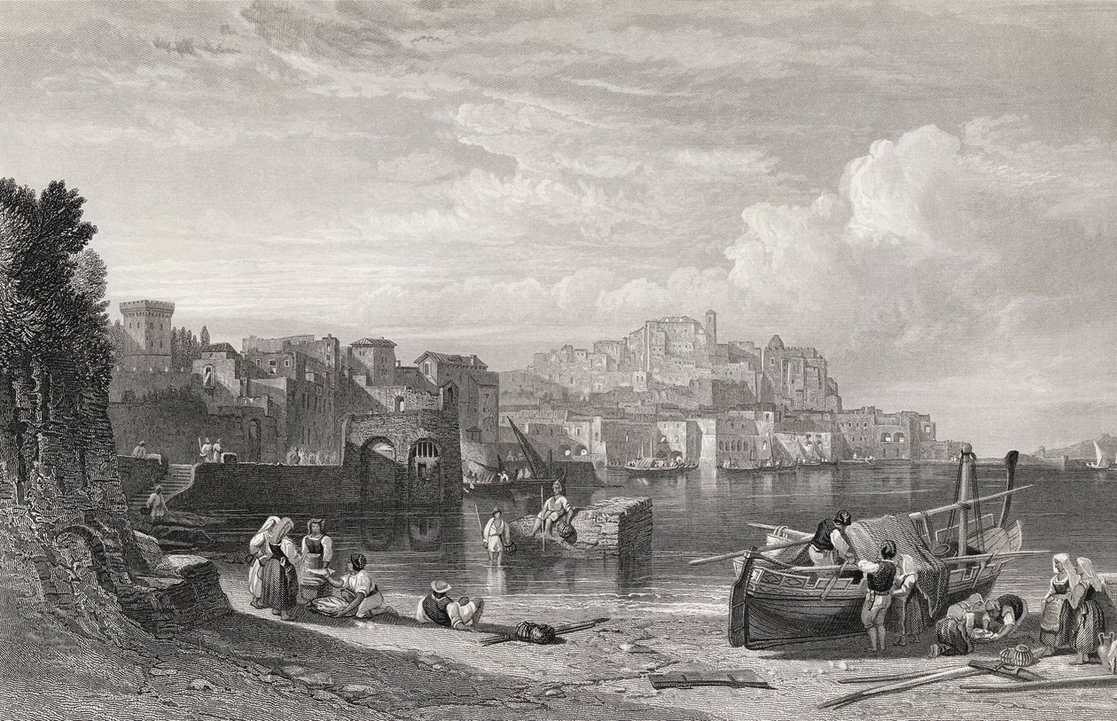 Pozzuoli, starożytne miasto Puteoli, rytowane przez Williama Richardsona (1842-77) z „The Imperial Bible Dictionary”, wydanego przez Blackie und Son, ok. 1880 r. autorstwa William Leighton Leitch