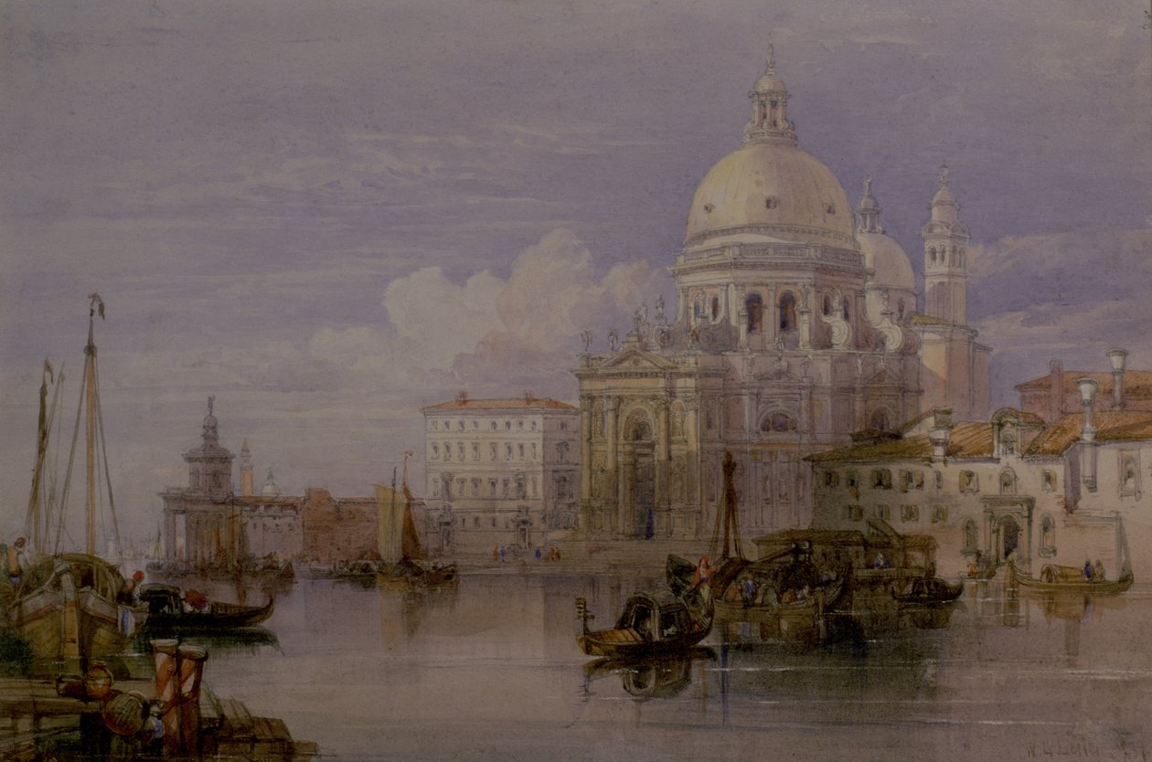 Santa Maria della Salute z Canal Grande, Wenecja, XIX w. (akwarela) autorstwa William Leighton Leitch