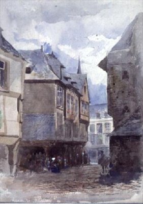 Ulica w Dinan, Francja (rysunek) autorstwa William Linnaeus Casey