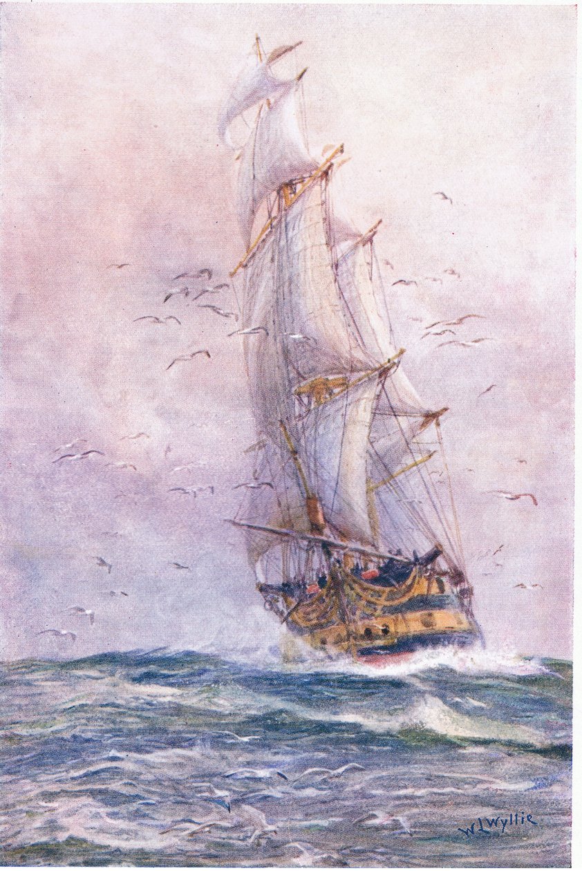 „Foudroyant”, jeden ze starych statków Nelsona, 1915 r. autorstwa William Lionel Wyllie