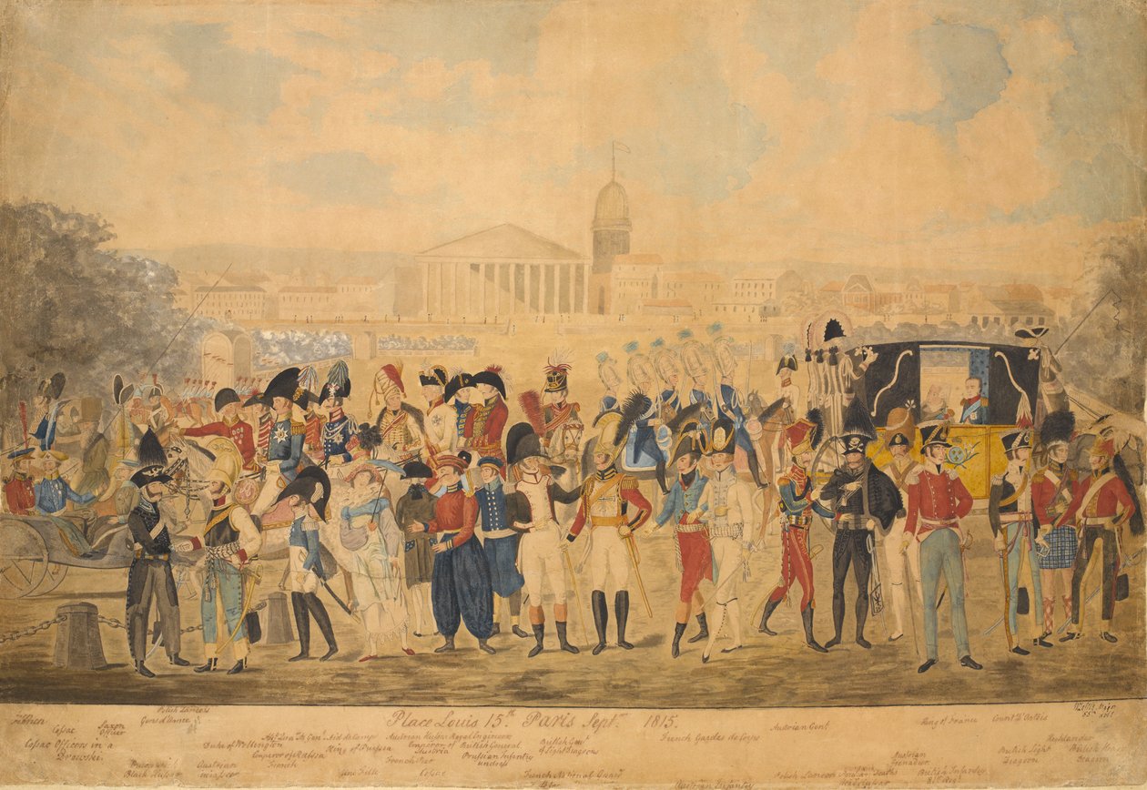 Plac Ludwika XV, Paryż, wrzesień 1815 (wc na papierze) autorstwa William Loftie