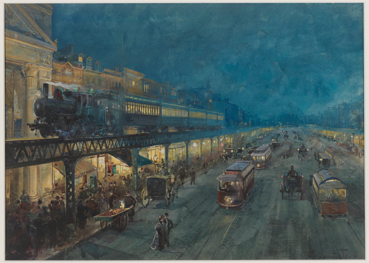 Bowery nocą, 1895 autorstwa William Louis Jnr. Sonntag
