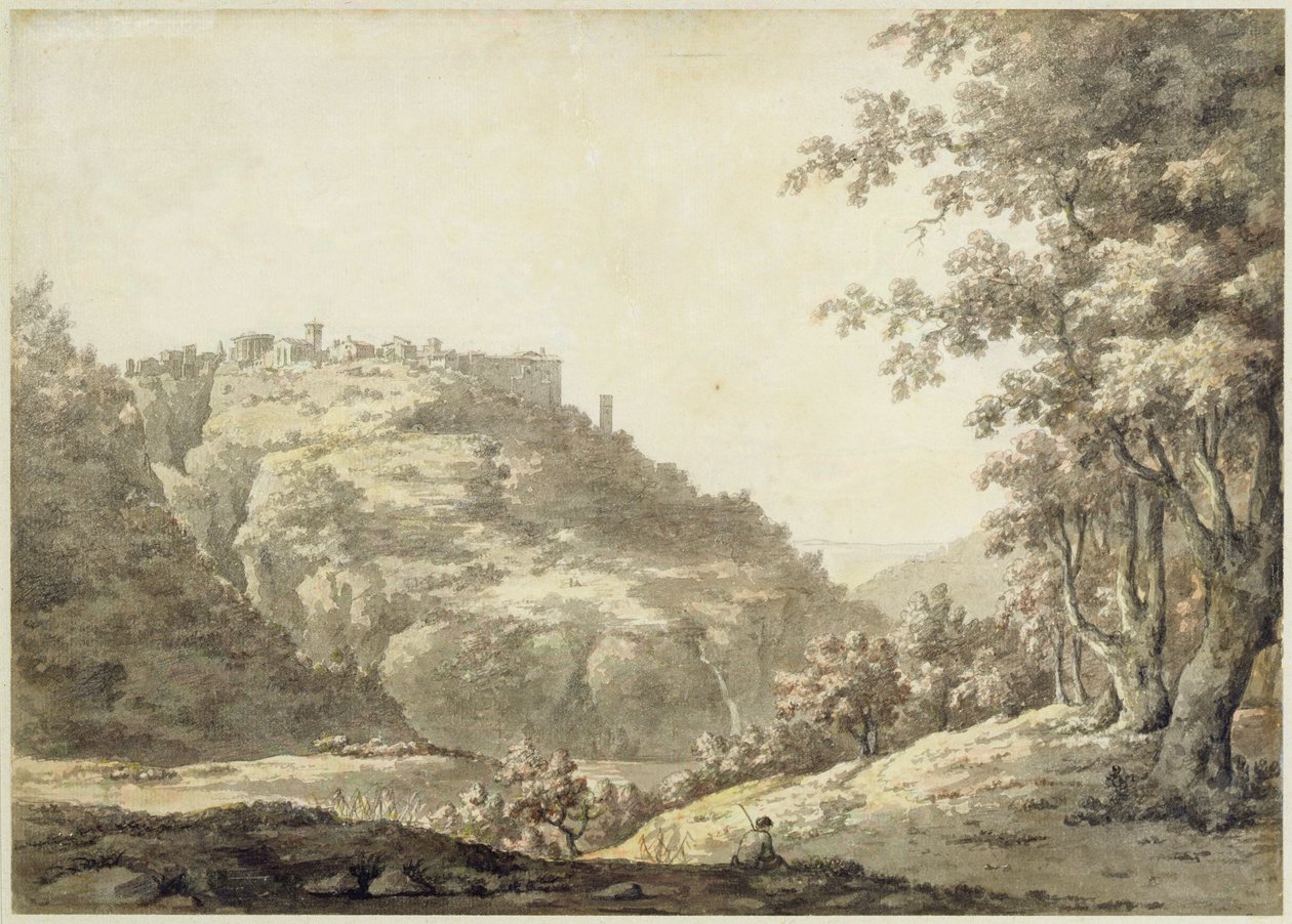 Tivoli, ok. 1768 (wc, pióro, szary tusz i grafit na papierze kładzionym) autorstwa William Marlow
