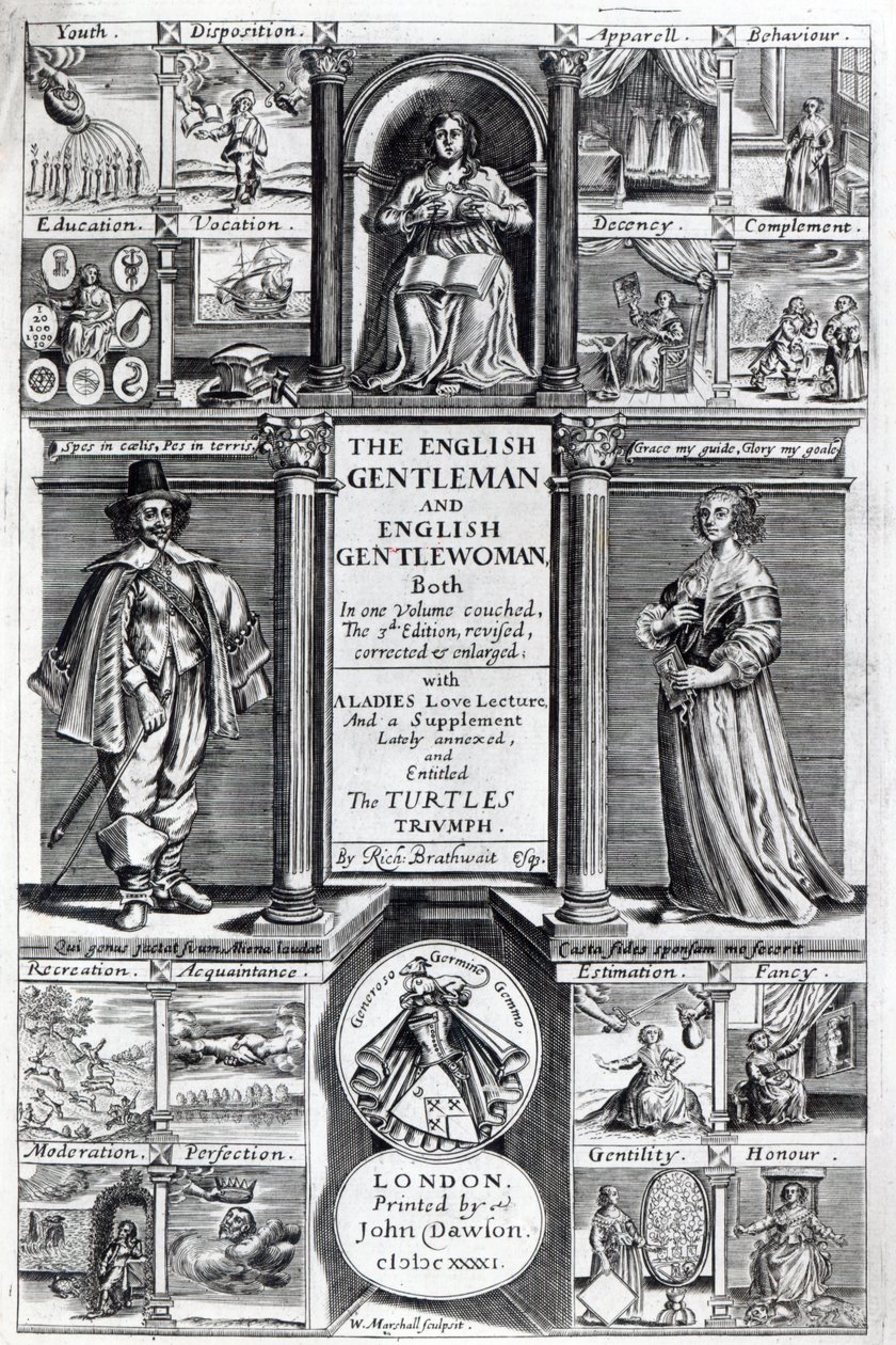 Frontyspis do „The English Gentleman and English Gentlewoman” Richarda Braithwaite, 1641 autorstwa William Marshall