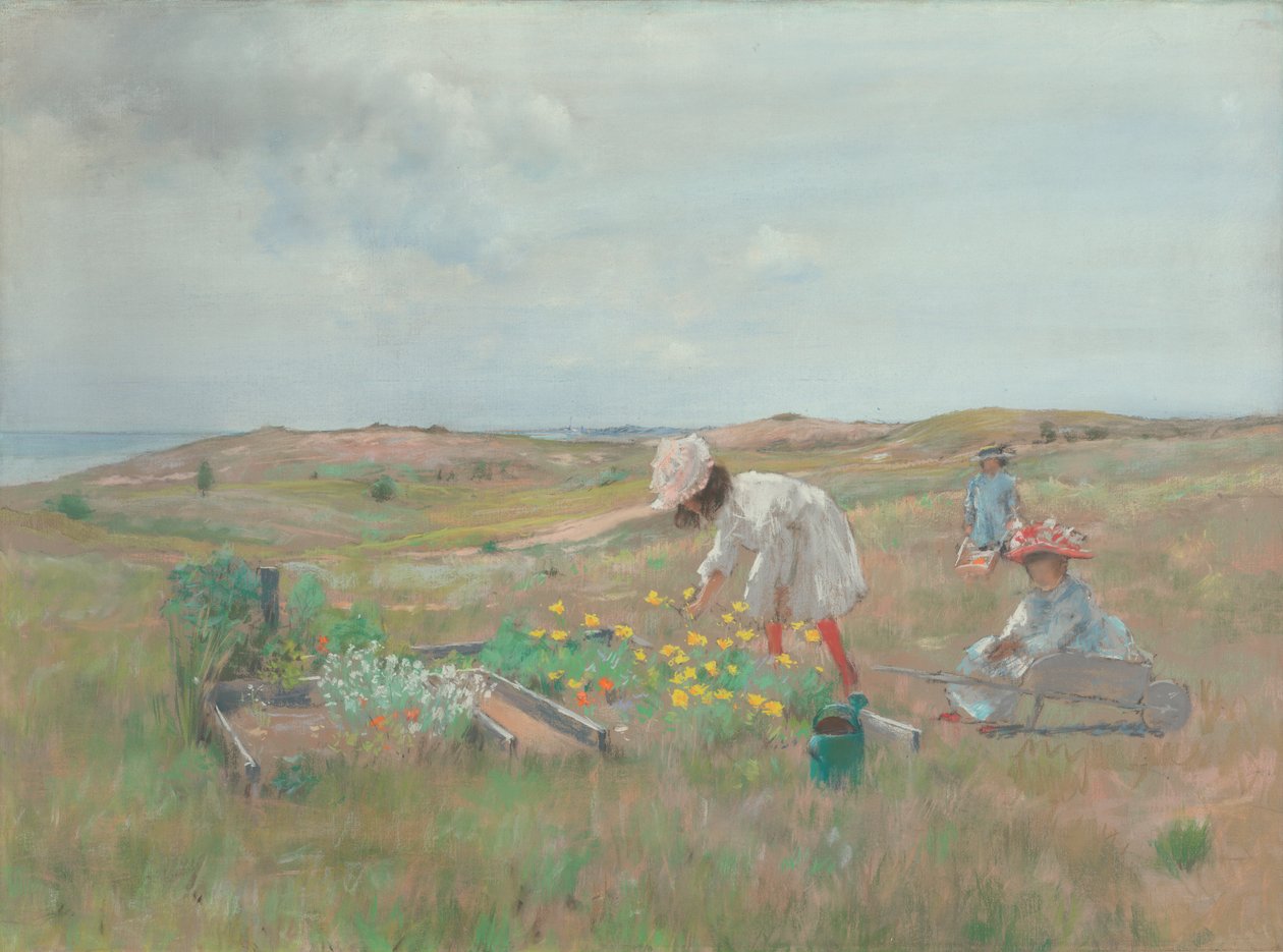 Zbieranie kwiatów, Shinnecock, Long Island, ok. 1897 r. autorstwa William Merritt Chase