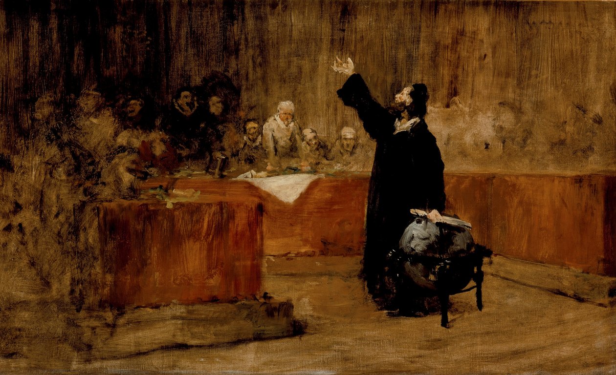 Szkic do Kolumba przed soborem w Salamance, ok. 1876 r. autorstwa William Merritt Chase