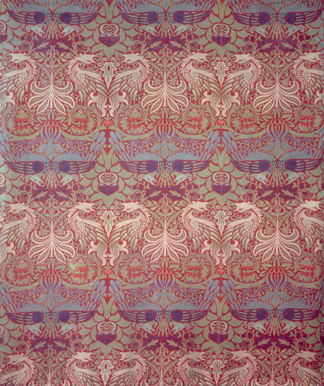 Peacock and Dragon, wyprodukowany przez Morris & Co., 1878 (pleciony panel wełniany z oryginalnym wykończeniem) autorstwa William Morris