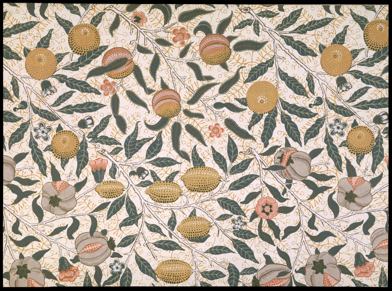 Granat, wzór na tapetę, 1866 autorstwa William Morris
