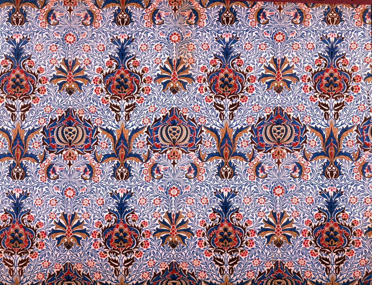 Projekt tapety, 1877 (kolorowy drzeworyt na papierze) autorstwa William Morris