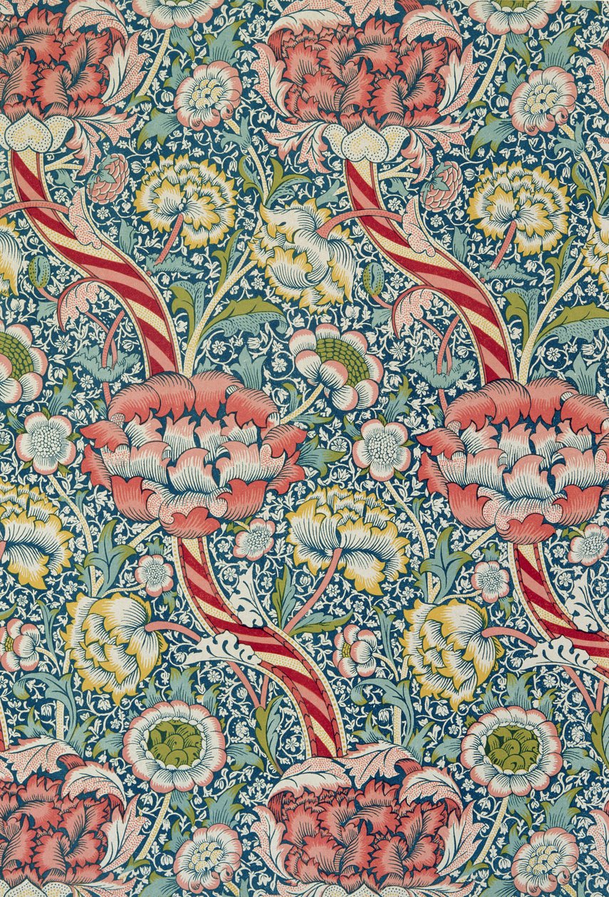 Tkanina z nadrukiem `Wandle`, wyprodukowana przez Morris and Co. i Aymer Vallance, z `The Art of William Morris`, wyd. 1897 autorstwa William Morris