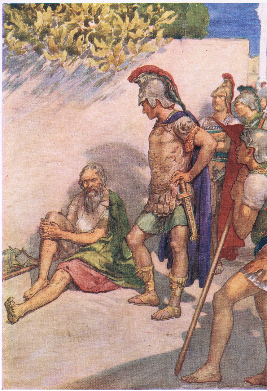 Alexander i Diogenes, z Plutarch Lives opublikowanych przez T C & E C Jack Ltd, 1920 autorstwa William Rainey