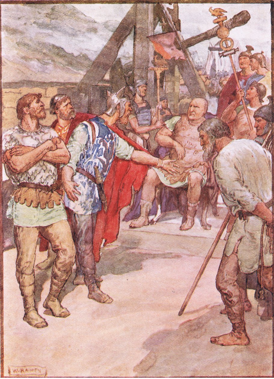 Marius i ambasadorowie Cimbri, z Plutarch Lives opublikowanych przez T C & E C Jack Ltd, lata 20. autorstwa William Rainey