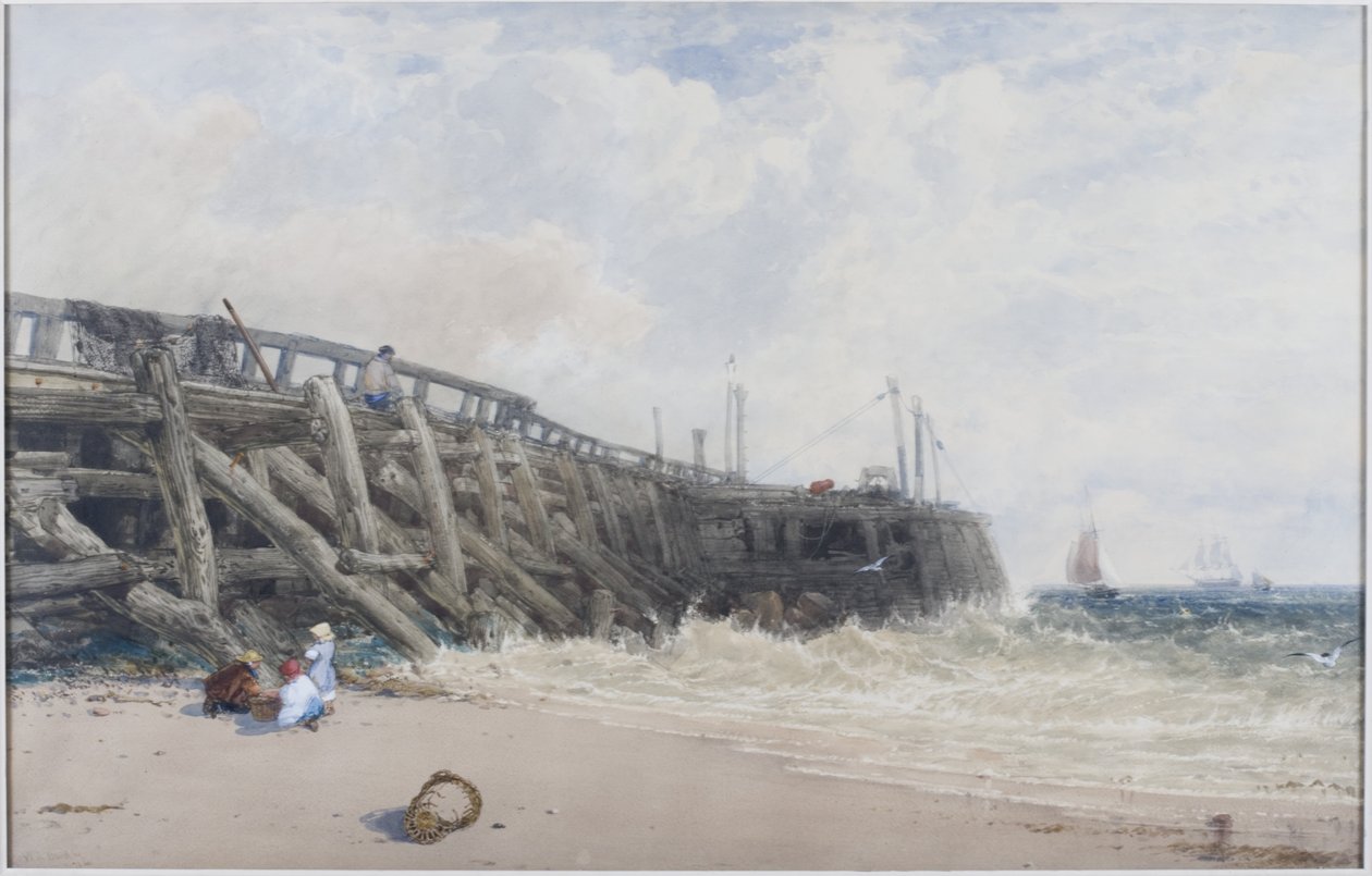 Stare molo w Newhaven (akwarela) autorstwa William Roxby Beverly